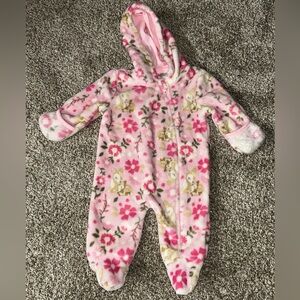 💜Little Beginnings Pink Floral Footed Onesie for Kids